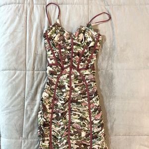 (NWT) Vintage inspired Floral Ruched Corset Dress - Size XS